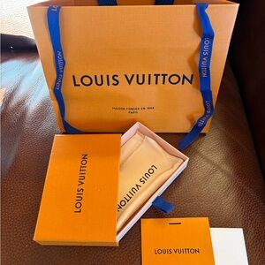 Louis Vuitton Orange Box and Blue Ribbon Gift Set